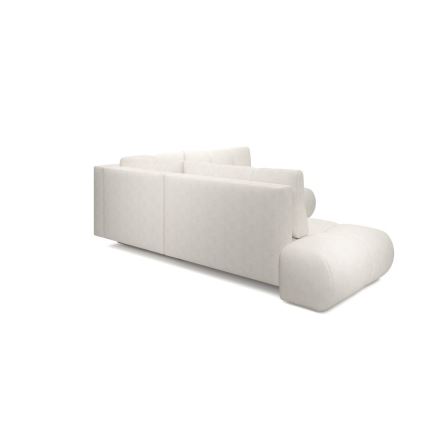 Sofá cama esquinero en L ALMADA, tapizado, con arcón, izquierdo, beige