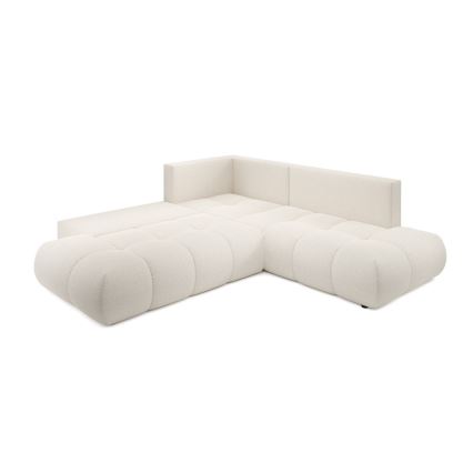 Sofá esquinero tapizado convertible en cama con arcón en L ALMADA izquierdo beige
