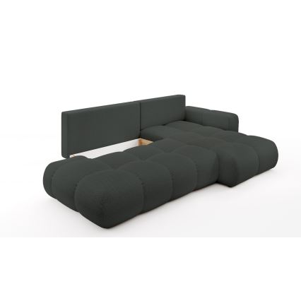 Sofá esquinero cama tapizado ALMADA en L, orientación derecha, con arcón de almacenamiento, color antracita
