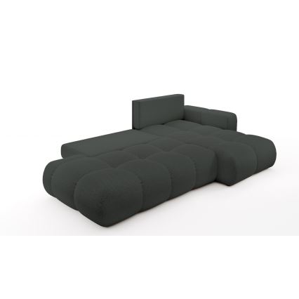 Sofá esquinero cama tapizado ALMADA en L, orientación derecha, con arcón de almacenamiento, color antracita