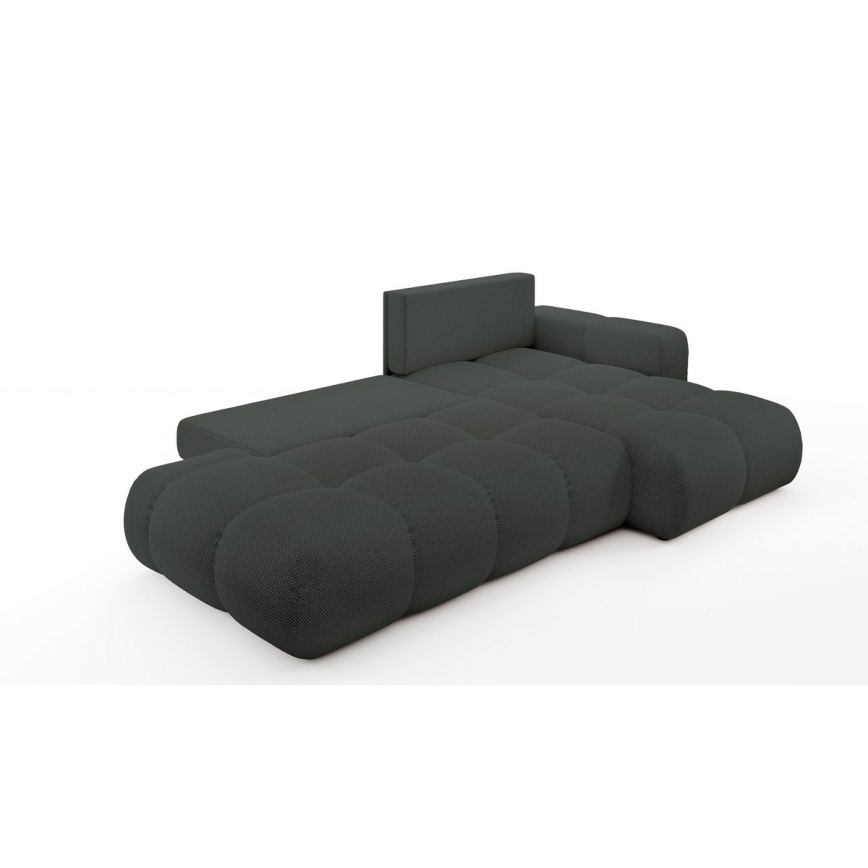 Sofá esquinero cama tapizado ALMADA en L, orientación derecha, con arcón de almacenamiento, color antracita