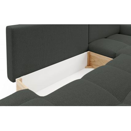 Sofá esquinero cama tapizado ALMADA en L, orientación derecha, con arcón de almacenamiento, color antracita