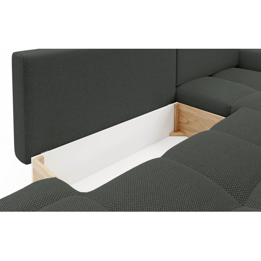 Sofá esquinero cama tapizado ALMADA en L, orientación derecha, con arcón de almacenamiento, color antracita