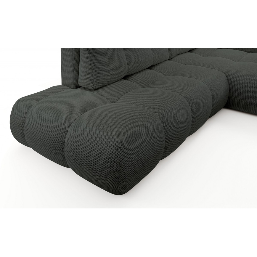 Sofá esquinero cama tapizado ALMADA en L, orientación derecha, con arcón de almacenamiento, color antracita