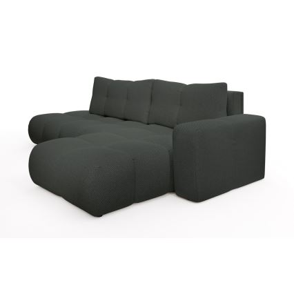 Sofá esquinero cama tapizado ALMADA en L, orientación derecha, con arcón de almacenamiento, color antracita
