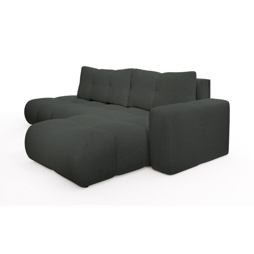 Sofá esquinero cama tapizado ALMADA en L, orientación derecha, con arcón de almacenamiento, color antracita