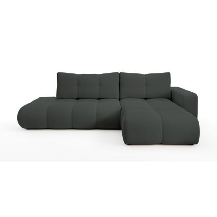 Sofá esquinero cama tapizado ALMADA en L, orientación derecha, con arcón de almacenamiento, color antracita