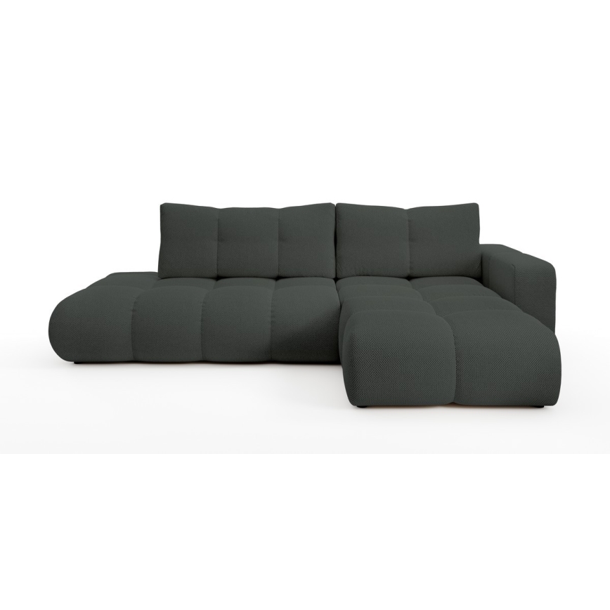 Sofá esquinero cama tapizado ALMADA en L, orientación derecha, con arcón de almacenamiento, color antracita