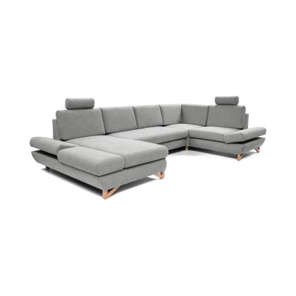 Sofá esquinero tapizado convertible en U con arcón de almacenamiento AVESTA, gris