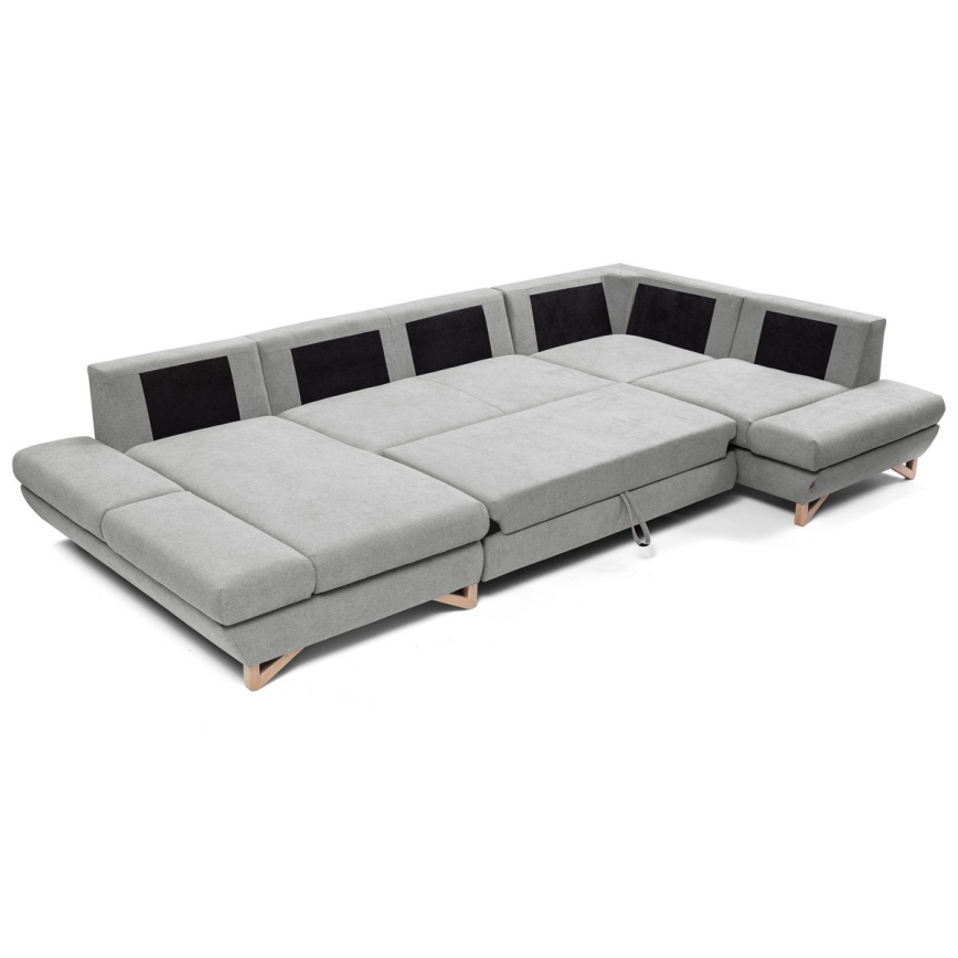 Sofá esquinero tapizado convertible en U con arcón de almacenamiento AVESTA, gris