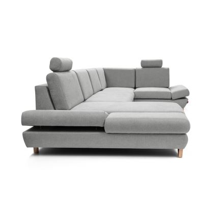 Sofá esquinero tapizado convertible en U con arcón de almacenamiento AVESTA, gris