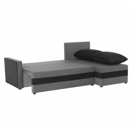 Sofá esquinero tapizado, convertible y reversible en L BRISTOL gris/negro