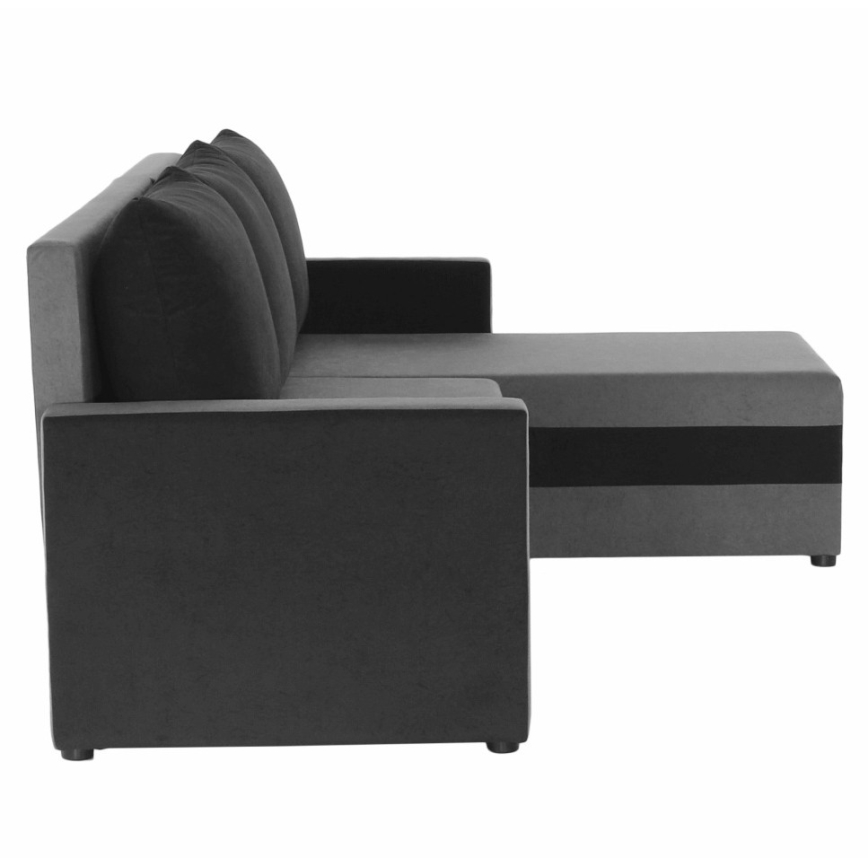 Sofá esquinero tapizado, convertible y reversible en L BRISTOL gris/negro