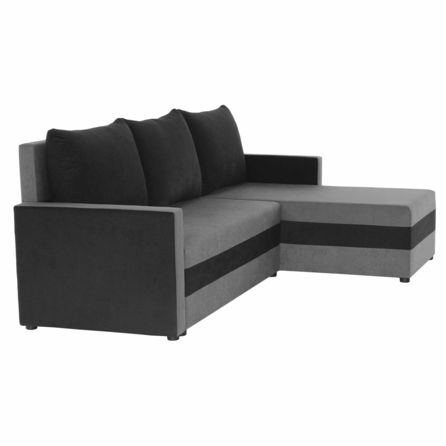 Sofá esquinero tapizado, convertible y reversible en L BRISTOL gris/negro