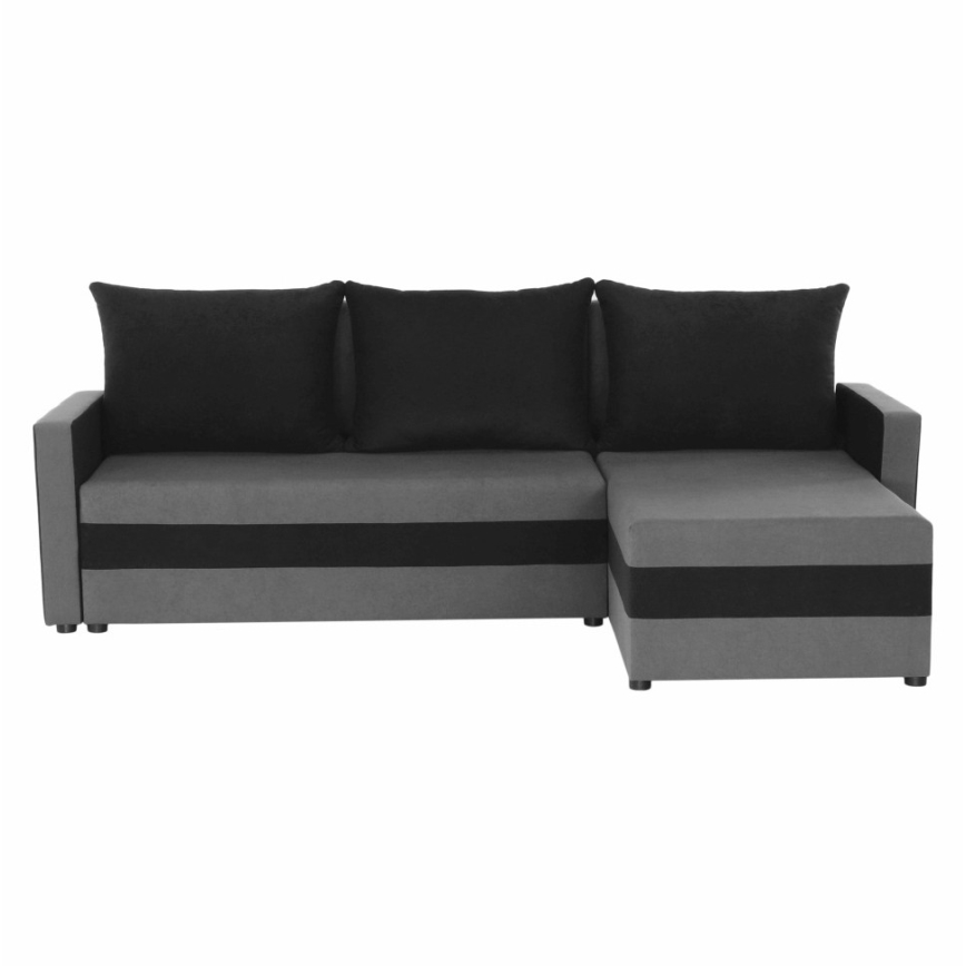 Sofá esquinero tapizado, convertible y reversible en L BRISTOL gris/negro