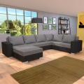 Sofá seccional tapizado convertible en U YORK gris/beige/marrón