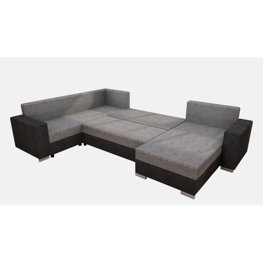 Sofá seccional tapizado convertible en U YORK gris/beige/marrón