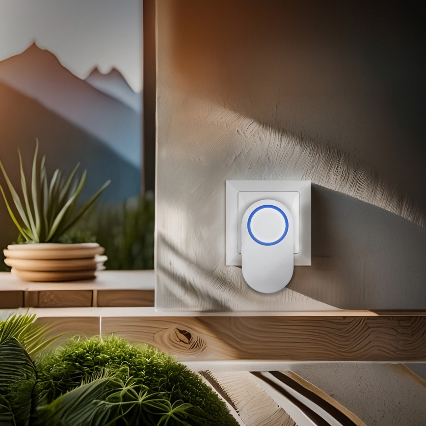 Timbre inalámbrico con enchufe integrado 230V IP56 blanco