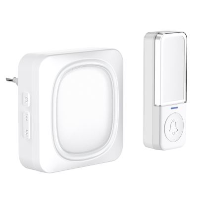 Timbre inalámbrico de enchufe con iluminación LED 230V IP56 blanco