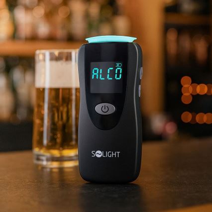 Alcoholímetro profesional sin contacto con sensor de celda de combustible, 0,0 - 5,0‰ BAC, sensibilidad 0,08‰, 3xAA