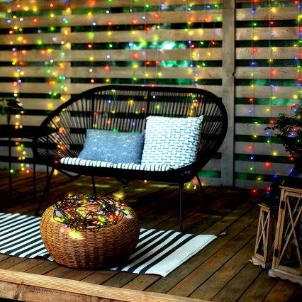 Guirnalda LED exterior 100 LEDs/8 funciones IP44 13 m multicolor