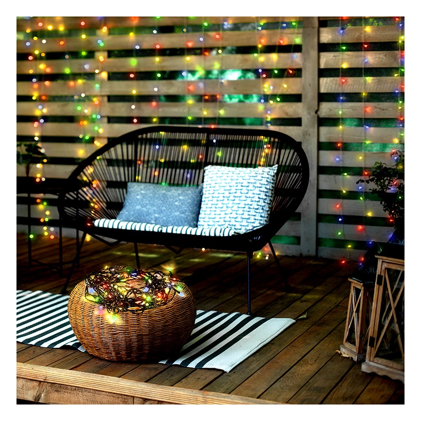 Guirnalda LED exterior 100 LEDs/8 funciones IP44 13 m multicolor