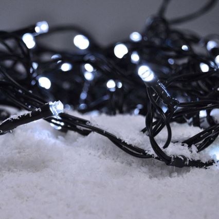 Guirnalda LED para exterior 100 LEDs/8 funciones 13 m IP44 blanco frío