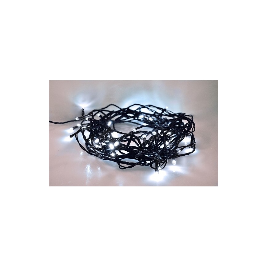 Guirnalda LED para exterior 100 LEDs/8 funciones 13 m IP44 blanco frío