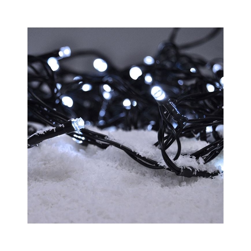 Guirnalda LED para exterior 50 LEDs/8 funciones 8 m IP44 blanco frío