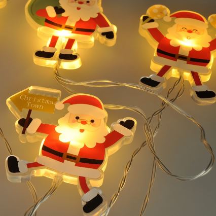 Cadena de luces LED navideña con ventosas 6xLED/2xAA 1,2m blanco cálido santa