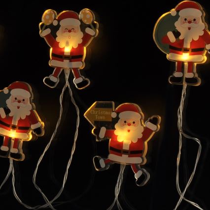 Cadena de luces LED navideña con ventosas 6xLED/2xAA 1,2m blanco cálido santa