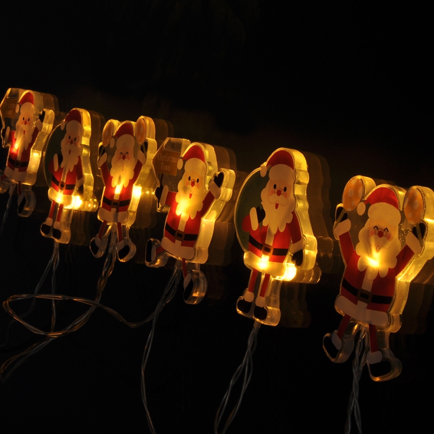 Cadena de luces LED navideña con ventosas 6xLED/2xAA 1,2m blanco cálido santa