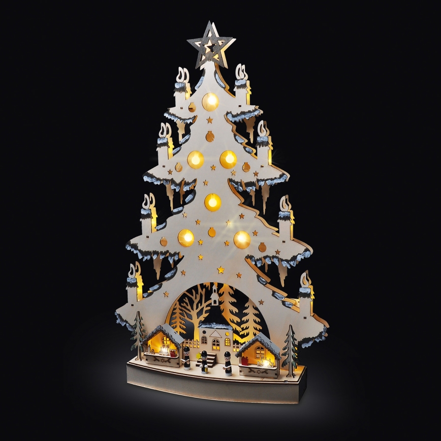Decoración navideña LED LED/2xAA/blanco cálido árbol