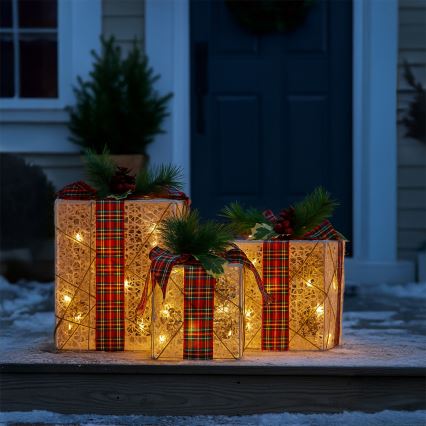 Set de 3x LED Regalo de Navidad 48xLED/3,6W/230V IP44 blanco cálido