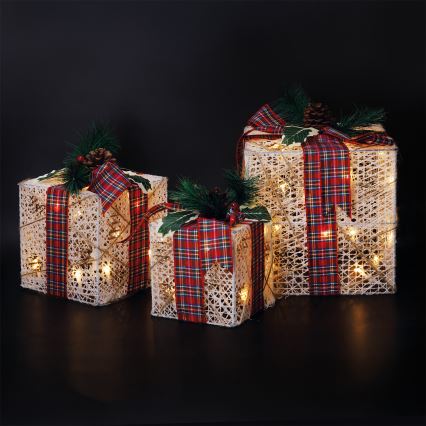 Set de 3x LED Regalo de Navidad 48xLED/3,6W/230V IP44 blanco cálido