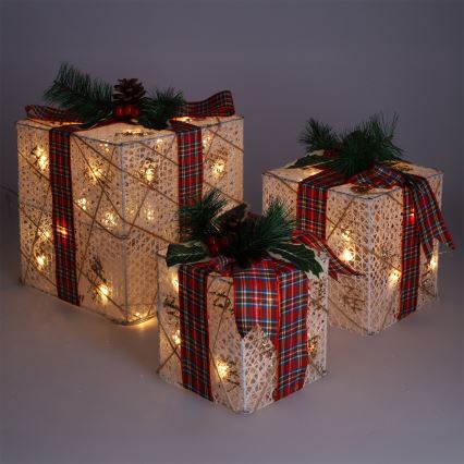 Set de 3x LED Regalo de Navidad 48xLED/3,6W/230V IP44 blanco cálido