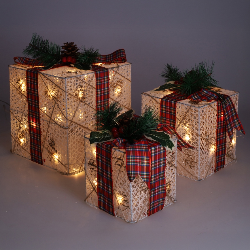 Set de 3x LED Regalo de Navidad 48xLED/3,6W/230V IP44 blanco cálido