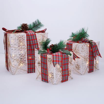 Set de 3x LED Regalo de Navidad 48xLED/3,6W/230V IP44 blanco cálido