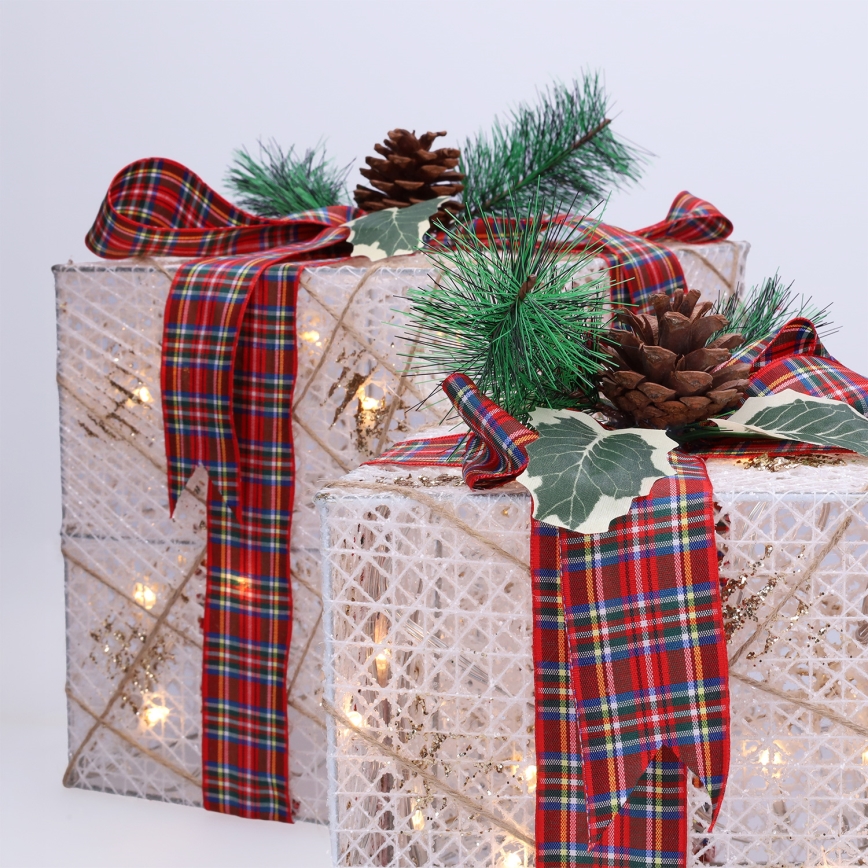 Set de 3x LED Regalo de Navidad 48xLED/3,6W/230V IP44 blanco cálido