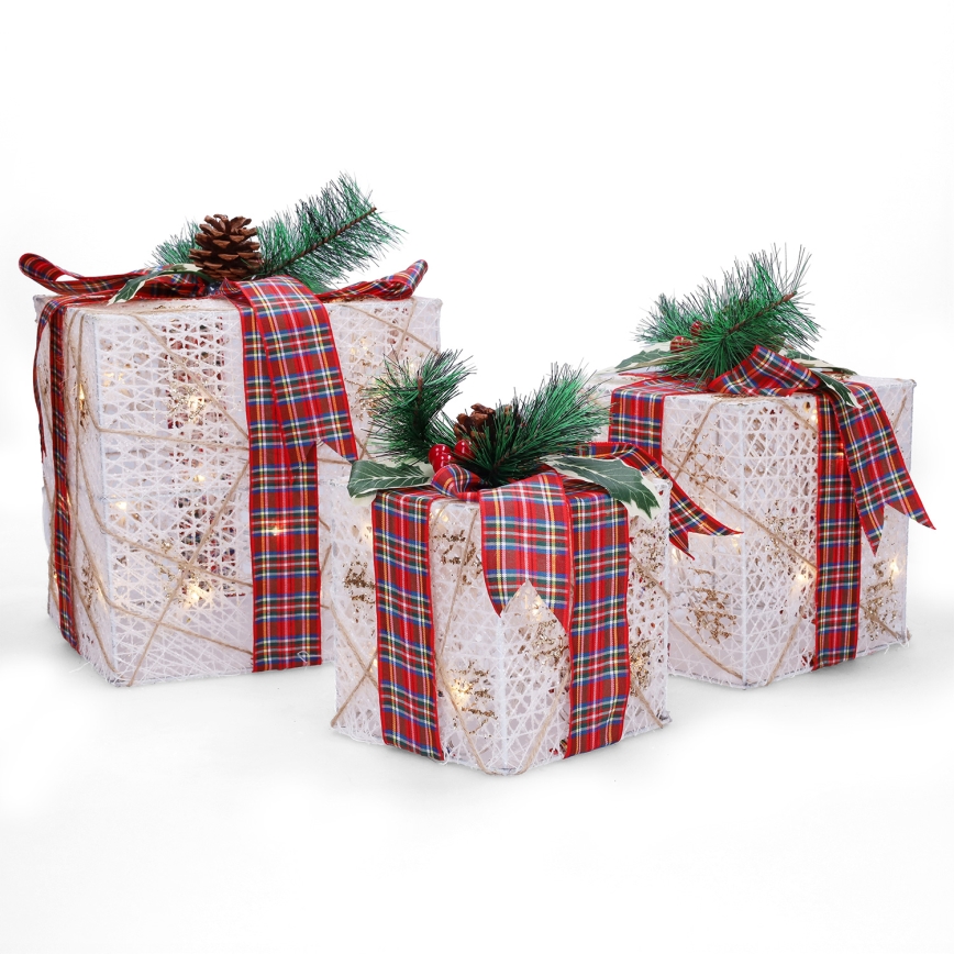 Set de 3x LED Regalo de Navidad 48xLED/3,6W/230V IP44 blanco cálido