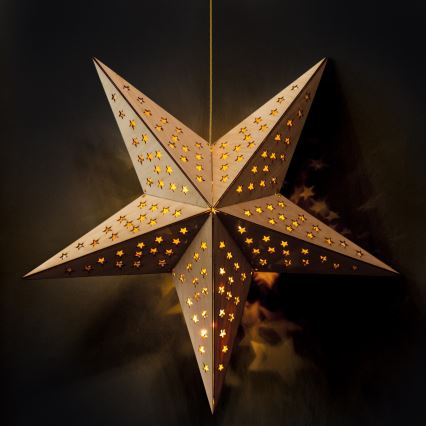 Estrella beige LED para decoración navideña — 20 LEDs, funcionamiento con 2 pilas AA, luz blanco cálido
