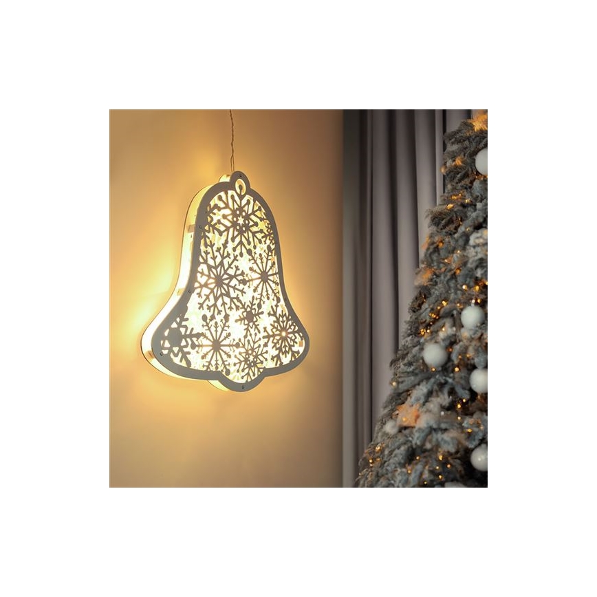 Decoración navideña LED 9xLED/2xAA, blanco cálido, campanilla