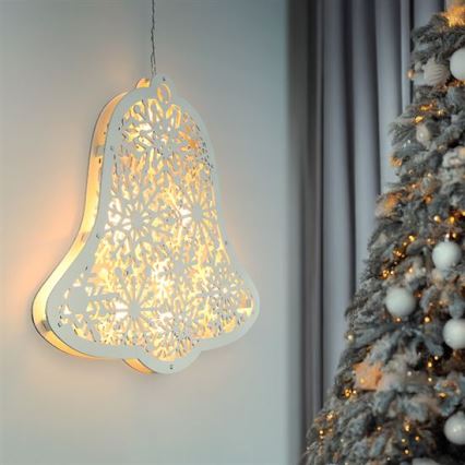 Decoración navideña LED 9xLED/2xAA, blanco cálido, campanilla