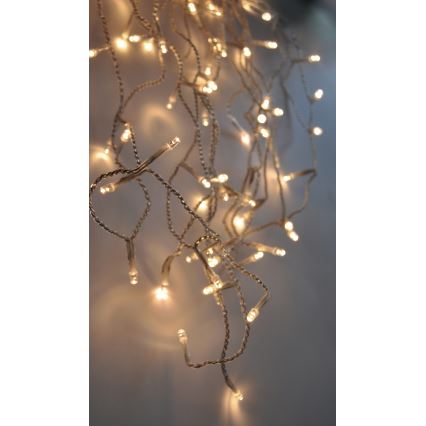 LED Cortina para exterior 120xLED/8 funciones 9m IP44 blanco cálido