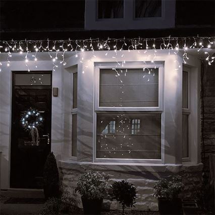 LED Cortina para exterior 120xLED/8 funciones 9m IP44 blanco cálido