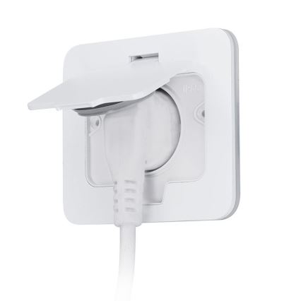 Toma de corriente empotrada en suelo para exterior IP55, blanca, rectangular