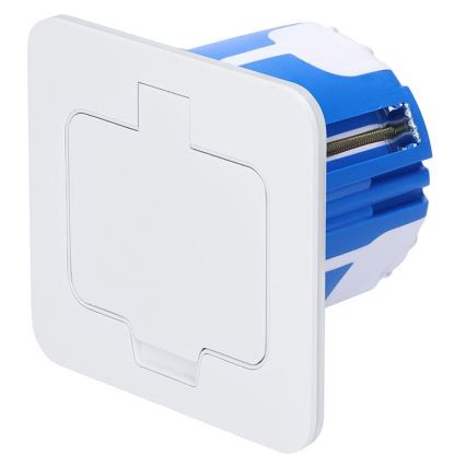 Toma de corriente empotrada en suelo para exterior IP55, blanca, rectangular