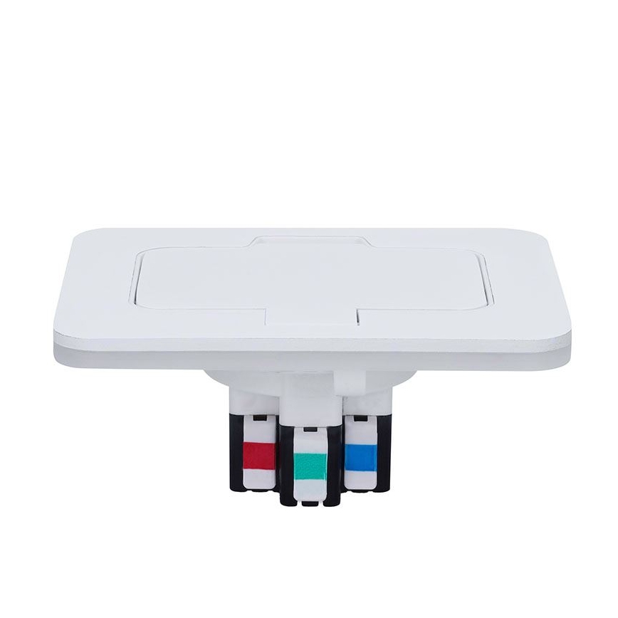 Toma de corriente empotrada en suelo para exterior IP55, blanca, rectangular
