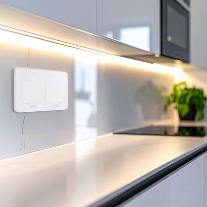 Base empotrada doble para suelo exterior, IP55, blanca, rectangular