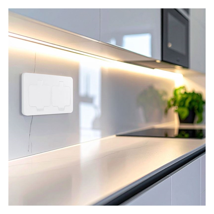 Base empotrada doble para suelo exterior, IP55, blanca, rectangular